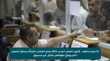 10 مزايا مذهلة.. قانون العمل الجديد 2025 يمنح العمال اعترافًا رسميًا بالعمل الحر ويعزز حقوقهم بشكل غير مسبوق